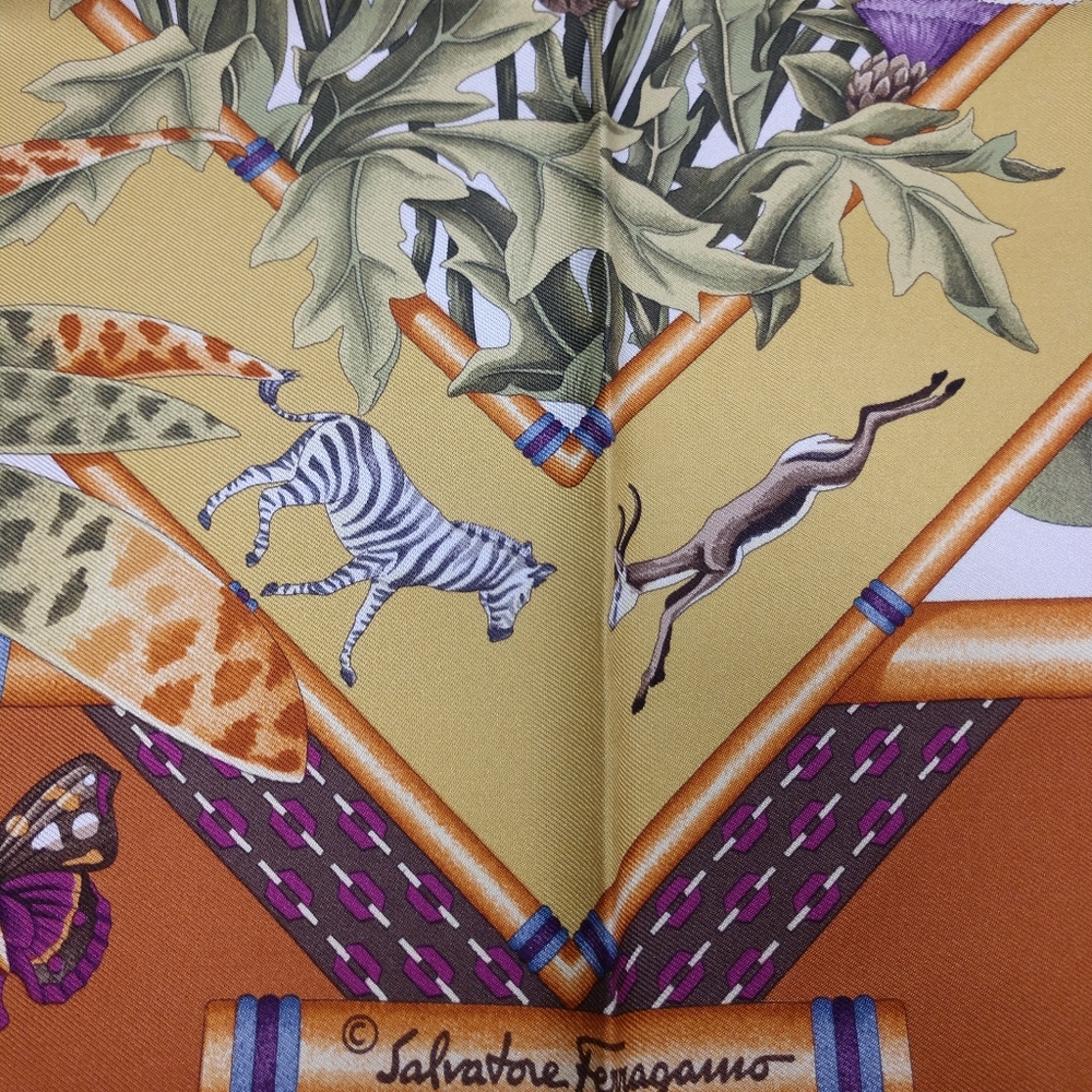 New Salvatore Ferragamo Silk Scarf - Picture 2 of 9